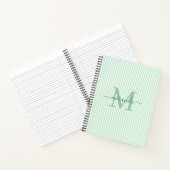 Carnet Modern Green & White Stripes Monogram Name (Intérieur)