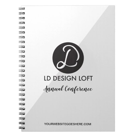 Carnet Modern Grey Diagonal Custom logo Conference (Devant)