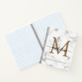 Carnet Modern Marble Gold Girly Script Monogram (Intérieur)