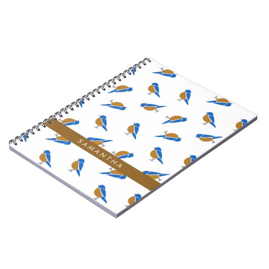 Carnet Modern Minimal Eastern Bluebird Pattern (Côté gauche)