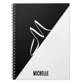 Carnet Modern Minimalist Black & White Chic Monogram Name (Devant)