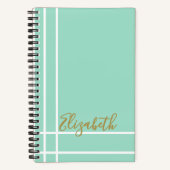 Carnet Modern Mint Green Custom Name Minimalist (Recto)