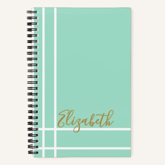 Carnet Modern Mint Green Custom Name Minimalist (Recto)