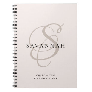 Carnet Modern Monogram Script Blush Pink Custom Name