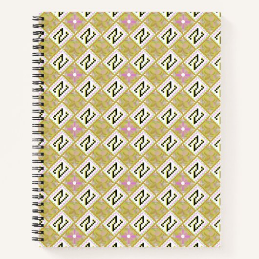 Carnet Modern Olive & Magenta Geometric Tribal Pattern (Devant)
