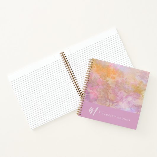 Carnet Modern Pastel Floral Pattern Monogrammed Notebook (Intérieur)