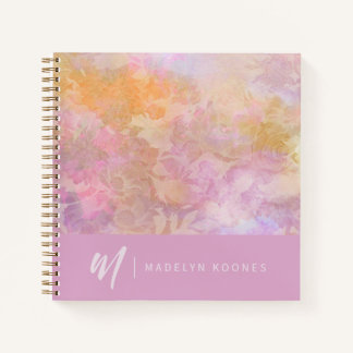 Carnet Modern Pastel Floral Pattern Monogrammed Notebook