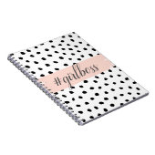 Carnet Modern Pastel Pink Girl Boss & Black Dots (Côté Droit)