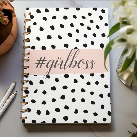 Carnet Modern Pastel Pink Girl Boss & Black Dots