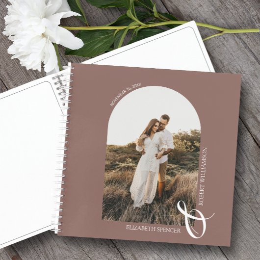 Carnet Modern Photo Arch Mariage Rose Taupe Guest Book