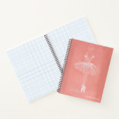 Carnet Modern Pink Ballerina Sketch Custom Name (Intérieur)