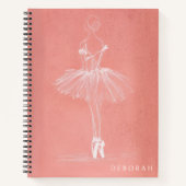 Carnet Modern Pink Ballerina Sketch Custom Name (Devant)