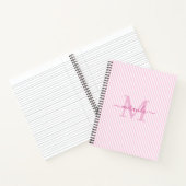 Carnet Modern Pink & White Stripes Monogram Name (Intérieur)