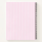 Carnet Modern Pink & White Stripes Monogram Name (Dos)