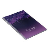 Carnet Modern Purple Glitter Drips Beauty Salon (Côté Droit)