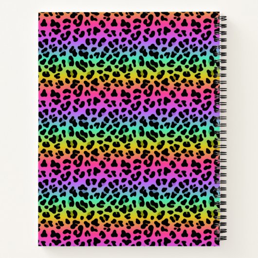 Carnet Modern Rainbow Leopard Skin Pattern Monogram (Dos)