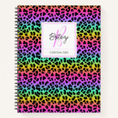 Carnet Modern Rainbow Leopard Skin Pattern Monogram (Devant)