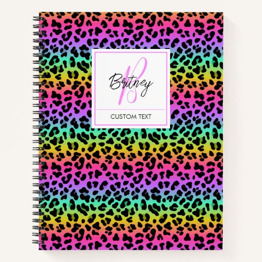 Carnet Modern Rainbow Leopard Skin Pattern Monogram (Devant)