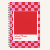 Carnet Modern Red and Pink Checkerboard Notebook (Recto)