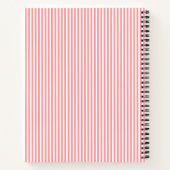 Carnet Modern Red & White Stripes Monogram Name (Dos)
