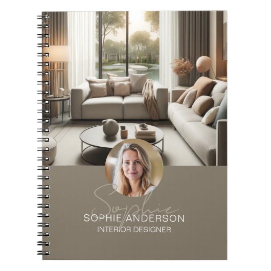 Carnet Modern Script Name Photo QR Professional (Devant)