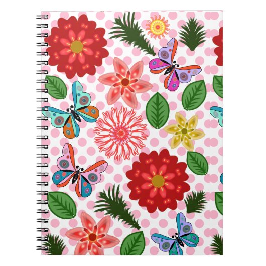 Carnet Modern Spring Garden Butterfly Floral  (Devant)