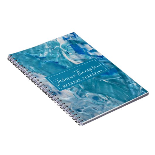 Carnet Modern Teal Blue Abstract Art Notebook (Côté Droit)
