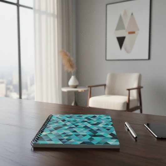 Carnet Modern Teal Turquoise Geometric Triangles Pattern