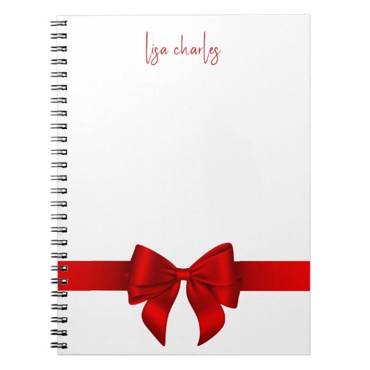 Carnet Modern Trendy Elegant Red Bow Girly (Devant)