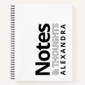 Carnet Modern Typography Black White Notes And Thoughts (Devant)