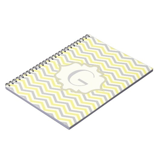 Carnet Modern yellow, grey, ivory chevron pattern custom (Côté gauche)