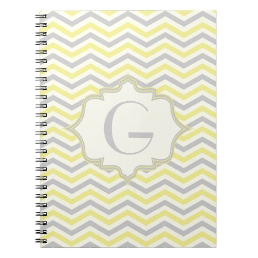 Carnet Modern yellow, grey, ivory chevron pattern custom (Devant)