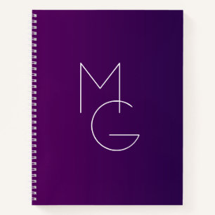 Carnet Moderne 2 Initiales Ombre Subtile Violet Foncé