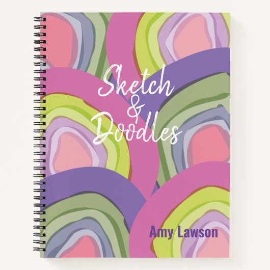 Carnet Moderne Abstrait rose violet personnalisé (Devant)