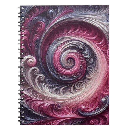 Carnet Moderne Abstrait Simple Tourbillonnant Rose et Vio (Devant)
