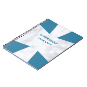 Carnet Moderne apparence Nom Personnaliser Marbre Blanc