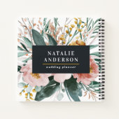 Carnet Moderne aquarelle fleurie et feuillage élégant (Dos)