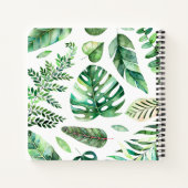 Carnet Moderne Aquarelle tropicale feuille feuillage vert (Dos)