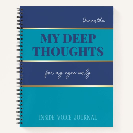 Carnet Moderne Bleu Turquoise Or tendance Mes yeux seulem (Devant)