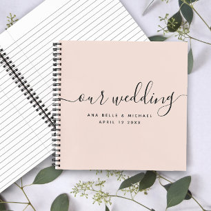 Carnet Moderne Blush Pink Élégant Script Mariage invité