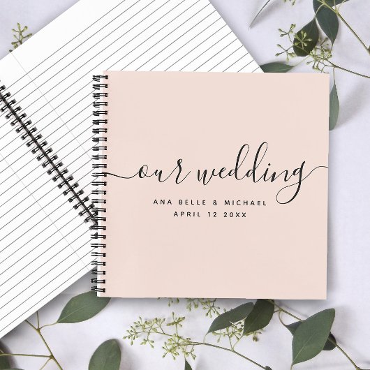 Carnet Moderne Blush Pink Élégant Script Mariage invité