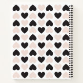 Carnet Moderne Blush rose noir Coeurs d'amour Monogramme (Dos)