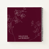 Carnet Moderne Bourgogne Personnalisé Floral Boho Mariage (Dos)