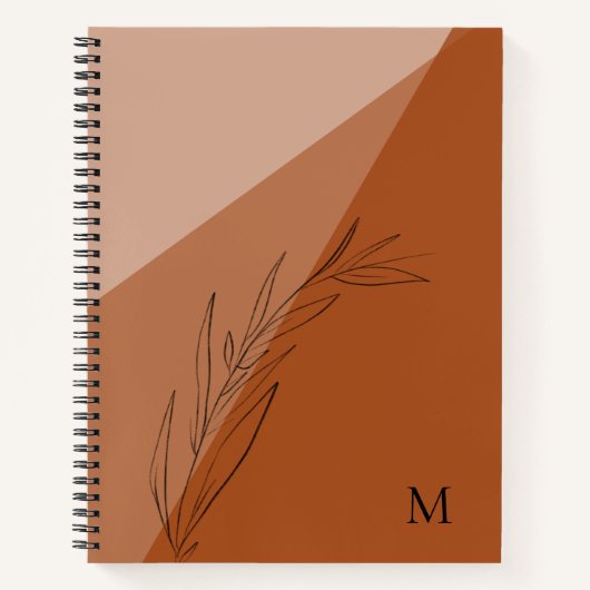 Carnet Moderne Burange Orange Terra Cotta Monogramme (Devant)