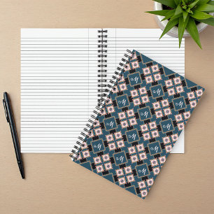 Carnet Moderne Chic géométrique Motif de monographie flor