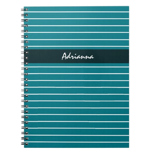 Carnet Moderne Chic Grandes Turquoises Minces Avec Nom (Devant)