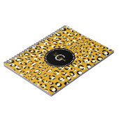 Carnet Moderne chic imprimé guépard doré à monogramme (Côté gauche)