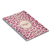 Carnet Moderne chic imprimé motif guépard rose monogramme (Côté Droit)