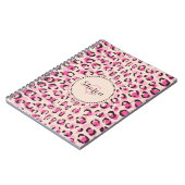 Carnet Moderne chic imprimé motif guépard rose monogramme (Côté gauche)