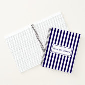 Carnet Moderne Chic Marine Bleu & Blanc Rayures Verticale (Intérieur)